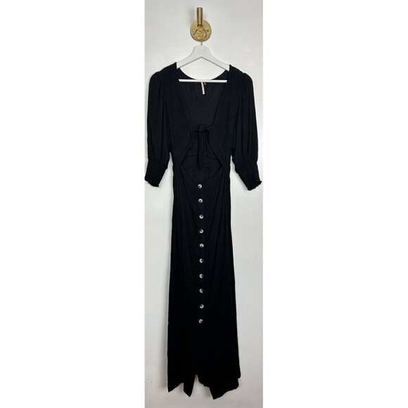 FREE PEOPLE String of Hearts Cutout Maxi Dress in Black Size Small - Picture 3 of 9